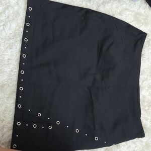 Bar III Black Asymmetrical Skirt with Eyelet Accents